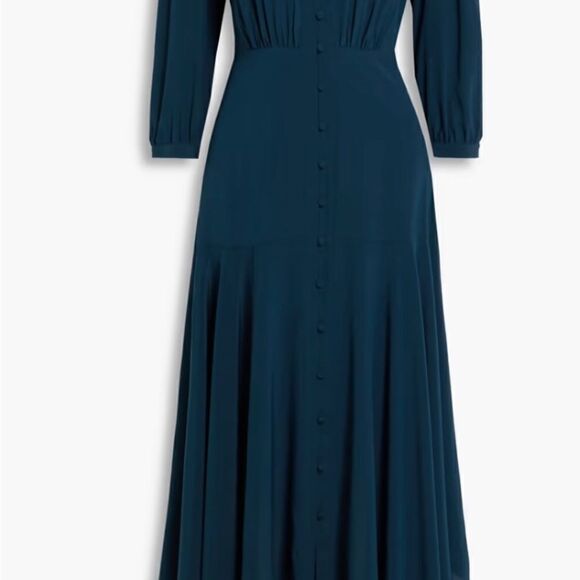 Veronica Beard Roksanda Petrol Blue Button-Front Silk-Blend Dress 2 NWT $650 - Picture 6 of 8